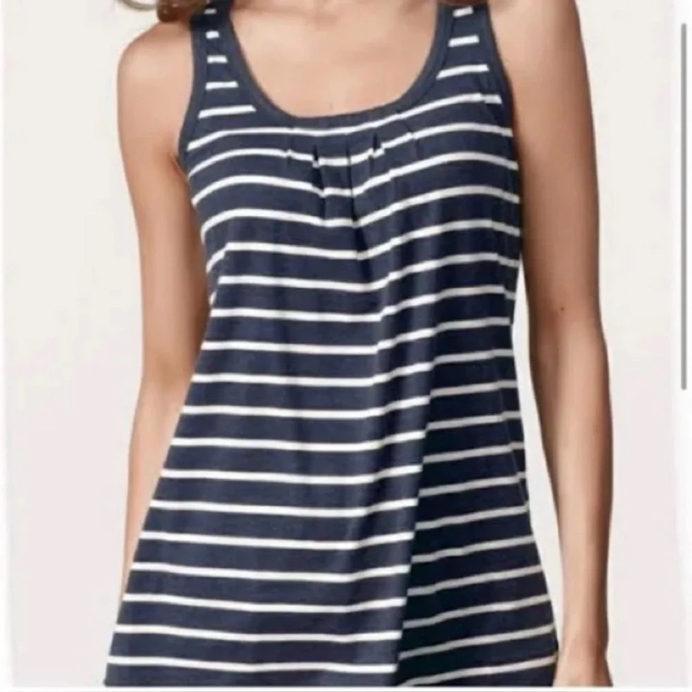 CAbi Nautical Navy and White Striped Tank Top Size Small with Scoop Neck - Picture 1 of 6